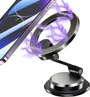 YAOKEE Magnetic Car Phone Holder for Magsafe [N55 Strong Magnets] 360°Rotation Dashboard Magnetic Phone Holder for Car Folding Cell Phone Car Mount Car Mount for iPhone 16 15 14 13 Pro Max