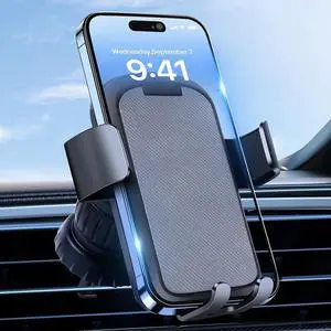 Car Phone Holder for Your with Metal Hook Clip Air Vent Cell Mount Fit iPhone Android and All Smartphones Holders Clip Mount Universal Automobile Cradle Smartphones Dark Black (YC-textured)