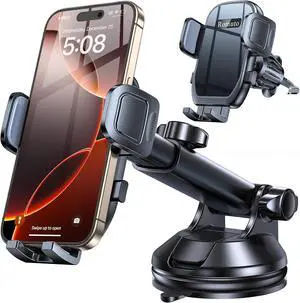 Car Phone Holder MountWindshield+Vent+DashSuction Cup Phone Holders for Your Car Phone Mount Cell Phone Car Mount for Truck Stand Dashboard car mount for iPhone 16 15 Pro Max (Silicone rubber)