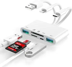 [ MFi Certified] SD Card Reader for iPhone Memory Card Reader USB OTG Adapter & SD Card Reader for iPhone/iPad USB C and USB A Devices with Micro SD & Card Slots Supports Micro SD/SDHC/SDXC