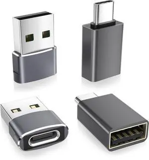 USB to USB C Adapter with C Male to 3.0 Female Charger 4Pack Thunderbolt 4 OTG Converter for MacBook iPhone 16 16e 15 14 13 Plus Pro Max  Galaxy AI S25 S24 23 Ultra iPad Air AirPods