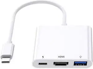 USB-C Digital AV Adapter for iPhone 15 Multiport AV Adapter with 4K HDMI Output & USB-C Charging Port Compatible for MacBook Pro iPad Air