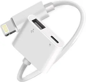 [ MFi Certified] Lightning to USB Camera Adapter with Charging Port for iPhone USB3 Female OTG Adapter Compatible with iPhone/iPad Card Readers USB Flash Drives Keyboards Mice
