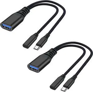 2 Pack OTG Cable Adapter for Fire TV Stick 4K Powered Micro USB to USB OTG Cable for Android Phone Tablet and More Host Devices with Micro USB (Black)