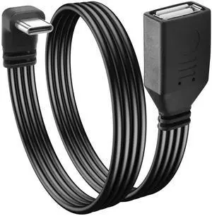 90 Degree Right Angle USB C2.0 Cable Type C to USB Female OTG Adapter Cable USB Type C Flat Short Cable Universal Tablet USB Flash Drive Laptop 11.8in/30CM (Up/Down Angle)