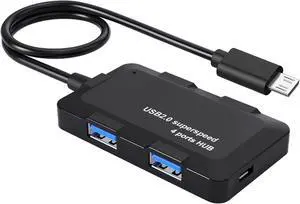 Micro USB OTG Cable Adapter with 4 USB Ports + Power Port for Fire Stick 4K and More Host Devices