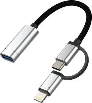 iPhone OTG Cable Adapter USB-A Female to USB C Lightning Male Converter Type 3.0 Dongle Camera Compatible for  S22 LG MacBook iPhone15 Pro Max Plus 14 13 12 iPad 10Air4/5Mini6Pro 12.9