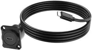 D-Type USB C 3.0 Panel Mount Extension Cable Type-C Male to C Female Panel Socket Connector Wire Cord for Data Transfer and Charging- 1M/3.2FT