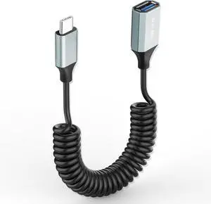 USB C to USB Adapter OTG Converter Coiled USB Type C Male to USB 3.0 Female Cable 5Gbps High-Speed USB C to USB A OTG Cable Compatible with Smartphone Tablets USB Flash Drive3.28Ft