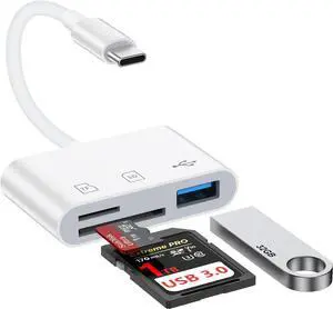 USB C SD Card Reader for iPhone 16 Pro/16Pro Max/16/16Plus 3 in 1 Type C Digital Camera Adapter Micro SD Memory Card Reader for  MacBook iPad Pro Chromebook Camera USB C Type C Devices