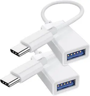 USB C to USB 3.0 Adapter (2 Pack) USB C Male to USB Female OTG Dongle Cable Thunderbolt3 to USB Adapter Compatible with MacBook Pro/Air iPad Pro iPhone 16 Pro Max/15 Galaxy S25/S24/S23/S22