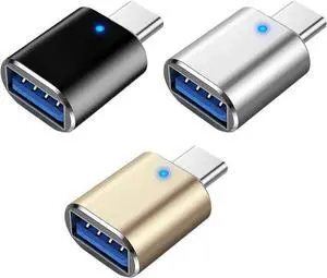 3 Pack USB C to USB 3.0 OTG Adapter USB C Male to USB 3.0 Female Converter Adapter for MacBook Pro/Air iPad iMac Keyboard Mouse Printer Hard Disk Hub and Other Type C Devices (3 Colors)