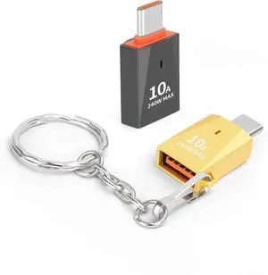 Upgraded Zinc Alloy USB C to USB Adapter 2 Pack Type C Male to USB 3.0 Female Converter OTG Adapter with Keychain Compatible with iPad  Galaxy Google Pixel (Gold+Black)