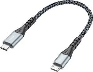 USB C to Micro USB Cable 6 Inch Short 480Mbps Data Transfer & 12W Charging USB-C Type C to Micro USB Cable Adapter OTG Cord Braided for MicroUSB Devices