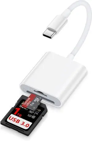 SD Card Reader Type C for iPhone 16e/16Pro/15Pro Max MacBook iPad Pro USB C Micro SD Card Reader Dual Slot 3.0 High Speed Trail Camera Memory Card Adapter for Android  S25 Plug and Play