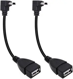 90 Degree Mini USB to USB A OTG Adapter Cable 5.5in Up Angle Mini USB 5-Pin Type B Male to USB Type A Female Adapter Cord for Digital Cameras Black 14cm(2 Pack UP)