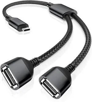 USBC Male to Double USB Female Adapter 3.3FT USB-C to USB-A Dual Adapter OTG Splitter Thunderbolt 4 to USBA Expansion Port for Laptop MacBook Pro Air Tablets Keyboard Mouse Flash Thume Drive
