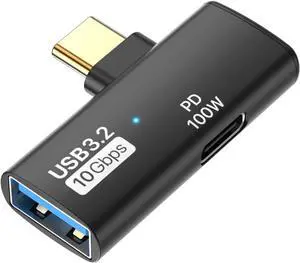 2 in 1 USB C to USB 3.2 Adapter with 100W Charging Port USB C Male to USB Female Adapter OTG Converter for iPhone 16/15 Series MacBook iPad and More Type C Devices Black