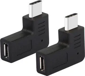 Right Angle USB C to Micro USB Adapter 90 Degree Type C Male to Micro 5pin USB Female Charging and Data Transfer Connector Converter Adapter - 2 Pcs/Black