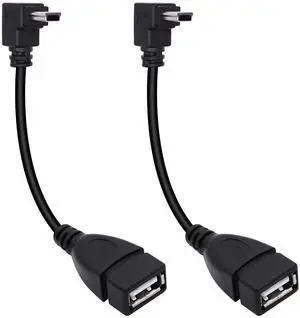 90 Degree Mini USB to USB A OTG Adapter Cable 5.5in Down Angle Mini USB 5-Pin Type B Male to USB Type A Female Adapter Cord for Digital Cameras Black 14cm(2 Pack Down)
