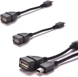 3 Pack Mini USB OTG Cable Mini USB Male to USB 2.0 Female Host OTG Adapter Connector Converter for Digital Cameras Transfer Photo to Computer Dash Cam Ti-84 Calculator Mouse Tablet MP3 Player