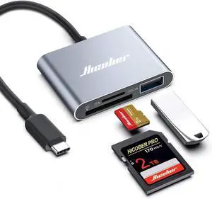 USB C to SD Micro SD Memory Card Reader Type C to SD Card Reader Adapter 2TB Capacity for MacBook Camera Android Windows Linux and Other Type C Device-Space Grey
