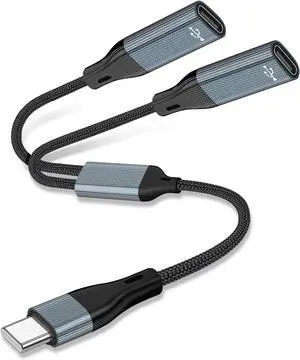 USB C Splitter & Headphone Adapter - 2 USB C Ports OTG Compatible with iPad Pro iPad Air MacBook iPhone Galaxy S24/S23