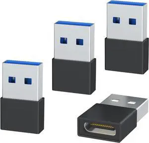 USB to USB C Adapter 4 Pack USB C Female to USB Male OTG Charger Type C Converter Compatible with  Watch Ultra iWatch 7-9 iPhone 15~13 Plus Pro Max AirPods 3 iPad Air Car Galaxy (Black)