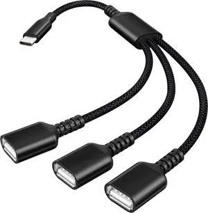 USB C to 3 USB Adapter 1FT USBC Male to 3-Port USBA OTG Splitter Thunderbolt 4 Type C to Multiple USB Y Cable Converter for MacBook Pro  iPhone 16 Mac Flash Drive Keyboard Printer S24