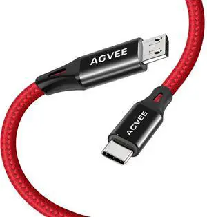 2 Pack 3ft USB-C OTG to Micro USB Cable Braided Charger Data Sync Cord Charging Wire Adapter for  Galaxy S7 S6 J7 J3 LG PS4 Kindle PS4 Xbox Controller Android Phone Red