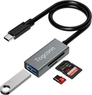 SD Card Reader 3 in 1 SD/TF Card Reader and USB A Female Port Micro SD Memory Card Adapter OTG Camera Reader Multi Port for SD/Micro SD/Micro SDHC/SDXC/RS-MMC/MMC USB C Flash Drive Hard Drive