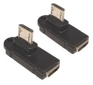 Micro USB 2.0 5Pin Male to Female M to F Extension Connector Adapter Long Plug Connector 90 Degree Right & Left Up Down Angled (RI)