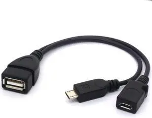 Micro USB Splitter Cable OTG Power Enhancer Cord USB 2.0 A Female to Micro USB Male and Micro 5 Pin Female Adapter Host Charging Converter (Micro Straight)