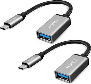 USB Type C to USB 3.0 Adapter [2 Pack] Male to Female USB Adapter OTG Cable for iPhone 16/15 Galaxy S24/S23 and MacBook Pro/Air