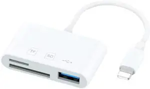 3-in-1 Multifunction OTG USB Type A SD and MicroSD/SD to Lighnting Adapter for ipad iPhone 12/12 mini/12 Pro/12 Pro Max 13/13 mini/13 Pro/13 Pro Max 14/14 Pro/14 Pro Max/14