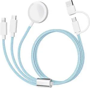 ???????????????? ?????????? ???????? Charging USB C Watch Phone Charger 3 in 2 Cable Compatible with  Watch Ultra SE Series 1-8 Universal Travel Multi Devices All in One Cord 4FT/1.2M-Blue