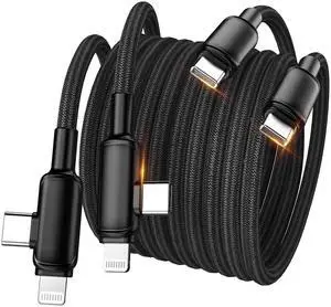 2 in 1 USB C to USB C/Lightning Cable 2Pack 5FT Braided Type C Multi Charging Cable 60W Multiple Connectors Universal Fast Charger Cord for iPhone 16 15 14 Pro Max/iPad Air Pro/