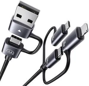 240W Multi Charging Cable 4ft 6-in-1 USB C Cable Fast Charging Cords with USB-C/A Ports to IP/Type C/Micro Connectors for Pad/Cell Phones/Tablets/Laptop