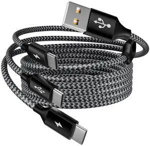 Multi Charging Cable USB C Splitter Cable 3 in 1 Fast Charging Cord with 3 Type-C Port for iPhone 16 15 Pro Max Galaxy S23 S22 S10 Note 20 Cell Phones Tablets and More 1Pack 5FT