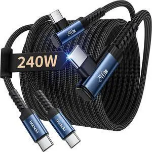 USB C Cable [2Pack 10ft] 240W Fast Charging Type C Cord Nylon Braided USB 2.0 Cable for iPhone 16 15 Pro Max iPad Pro  Galaxy S24 S23 Switch MacBook Pro Pixel
