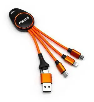 5 in 1 Multi Charging Cable Short Universal USB Keychain Cable for Travel Portable Nylon Braided Charging Cord with Type C/Micro USB/iOS Port Connector