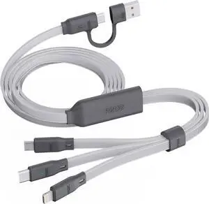 PZOZ 100W USB C & USB A Charging Cable 3 in 1 Multi Fast Charging at The Same Time Multiple Charger Cord with Type C[100W]/Lightning[27W]/Micro[10W] for iPhone 16 15 14 iPad Pro MacBook