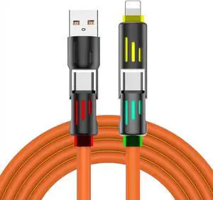 4-in-1 USB Charging Cable 240W Multi USB C Fast Charging Cable Combo Type C/USB A/L Port for iPhone 16/15 14 13 iPad  Galaxy MacBook iPad and More