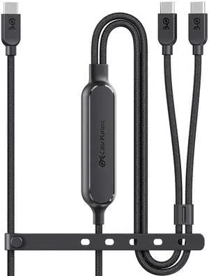Braided USB C Multi Charging Cable - 6ft 140W Smart Power Allocation Supports Charging & 480Mbps Data Transfer USB C Power Splitter Compatible with MacBook Pro XPS iPad iPhone