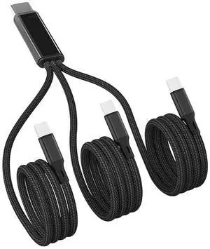 USB C Multi Charging Cable USB C to 3 USB Type-C Fast Charging Cord 3 in 1 for iPhone 16 15/  Galaxy/Tablets/ S23
