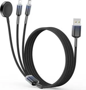 Birthday Gifts for Women/Men Multi Charging Cable for Watch Charger 3 in 1 Travel Essentials USB Cable for Multiple Devices Compatible with Phone 16 15 14 & Watch Ultra/SE/10-1 Black-4FT