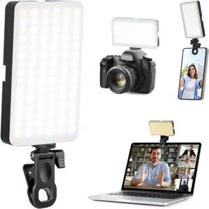 Portable Selfie Light for iPhone: 90 LED Rechargeable Phone Fill Lights Ring Light for Camera Picture Makeup Photo Video Conferences Laptop Use Zoom Meetings TikTok Vlog Photography