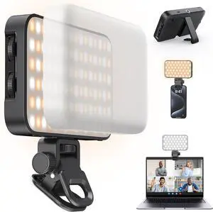 Selfie Light with Soft Diffuser & Built-in Stand  96 LED Rechargeable Clip Fill Video Conference Light for Phone iPhone iPad Camera Laptop for Makeup TikTok Vlog and Video Calls