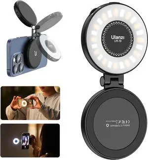 Magnetic Selfie Light LED Fill Light Compatible with Magsafe LED Selfie Ring Light Included Sticky Ring for Phones for Selfies/Photography/TikTok/Zoom Calls/Video Conference Color Black