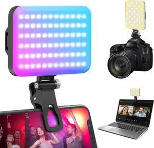 108 LED Video Light 2500K-6500K RGB Selfie Light for iPhone-CRI 97+ 2200mAh Camera Light with 3CCT/RGB 360° Full Color/20 Lighting Effects Portable Phone Light for Party Photography Streaming